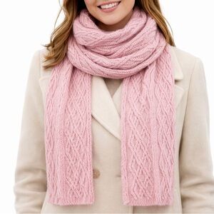 Balletcore Crochet Pink Cable Knit Scarf EUC Cottagecore soft girl